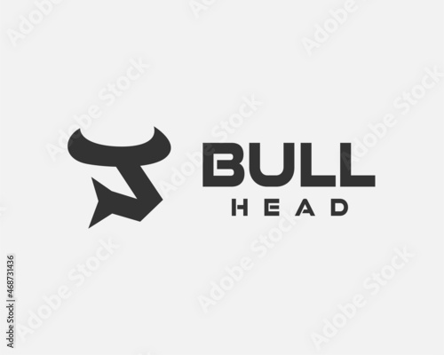 abstract simple minimalist black head bull logo icon symbol template illustration