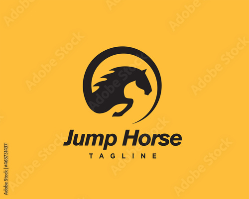 abstract circle run jump horse icon symbol logo template design illustration