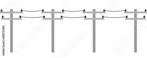Cement high voltage electric poles power on white background flat vector icon design.