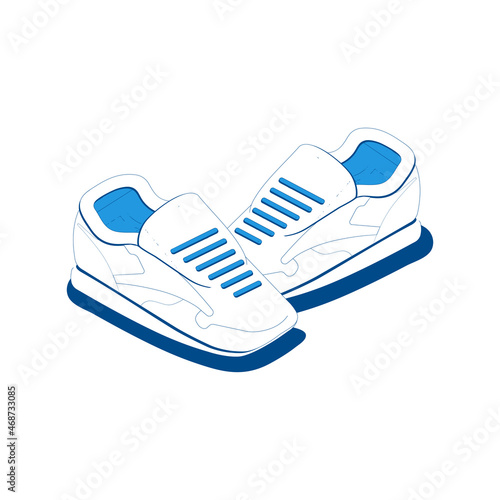 Isometric Sport Sneakers Composition
