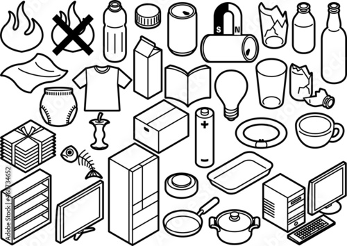 ゴミ分別の種類　アイコンセット