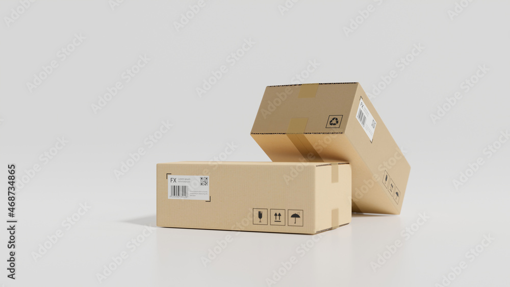Obraz premium Parcel boxes, card boxes for online shopping and delivery concept.