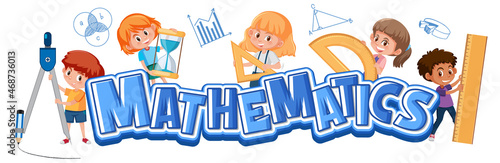 Math icon with kids and math tools