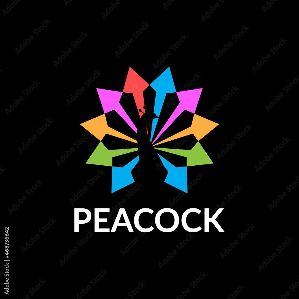 peacock bird with negative space art style logo design illustration peacock bird with negative space art style logo design illustration