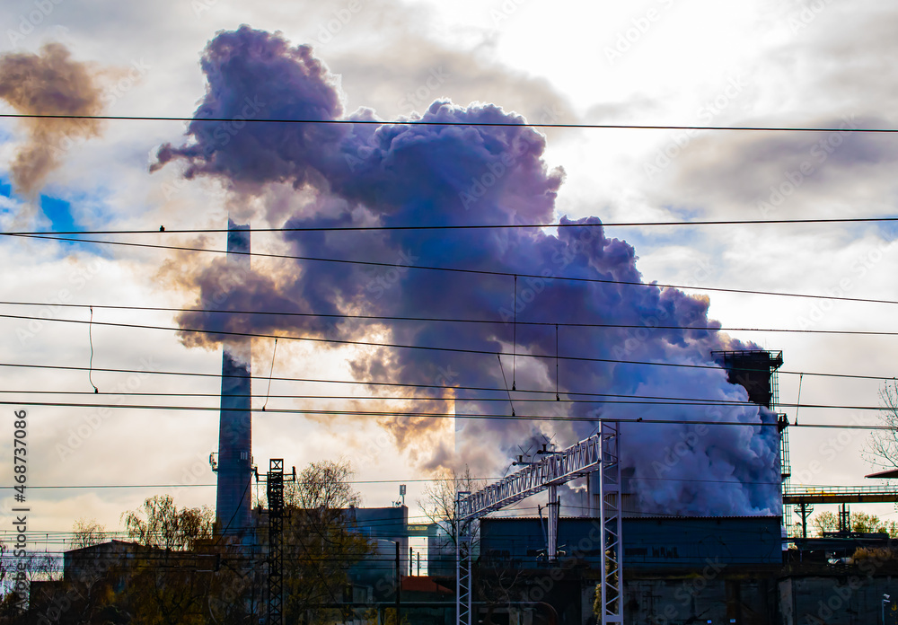 a smoking factory. coking plant, coal quenching