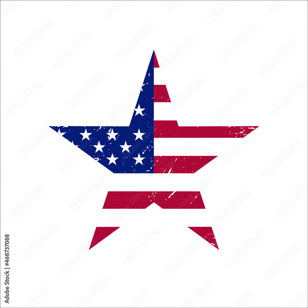 star shaped united states flag with grunge texture star shaped united states flag with grunge texture