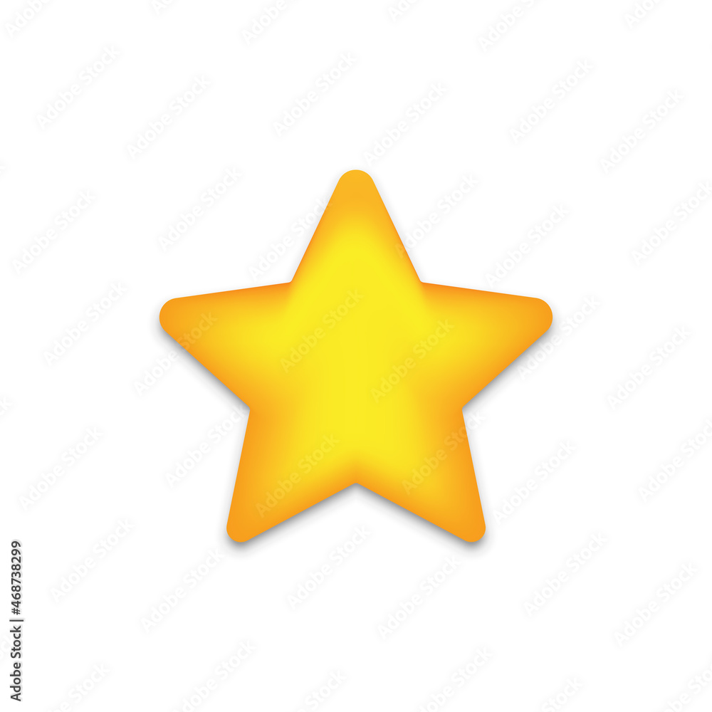 Golden star icon with shadow on white background Golden star icon with shadow on white background