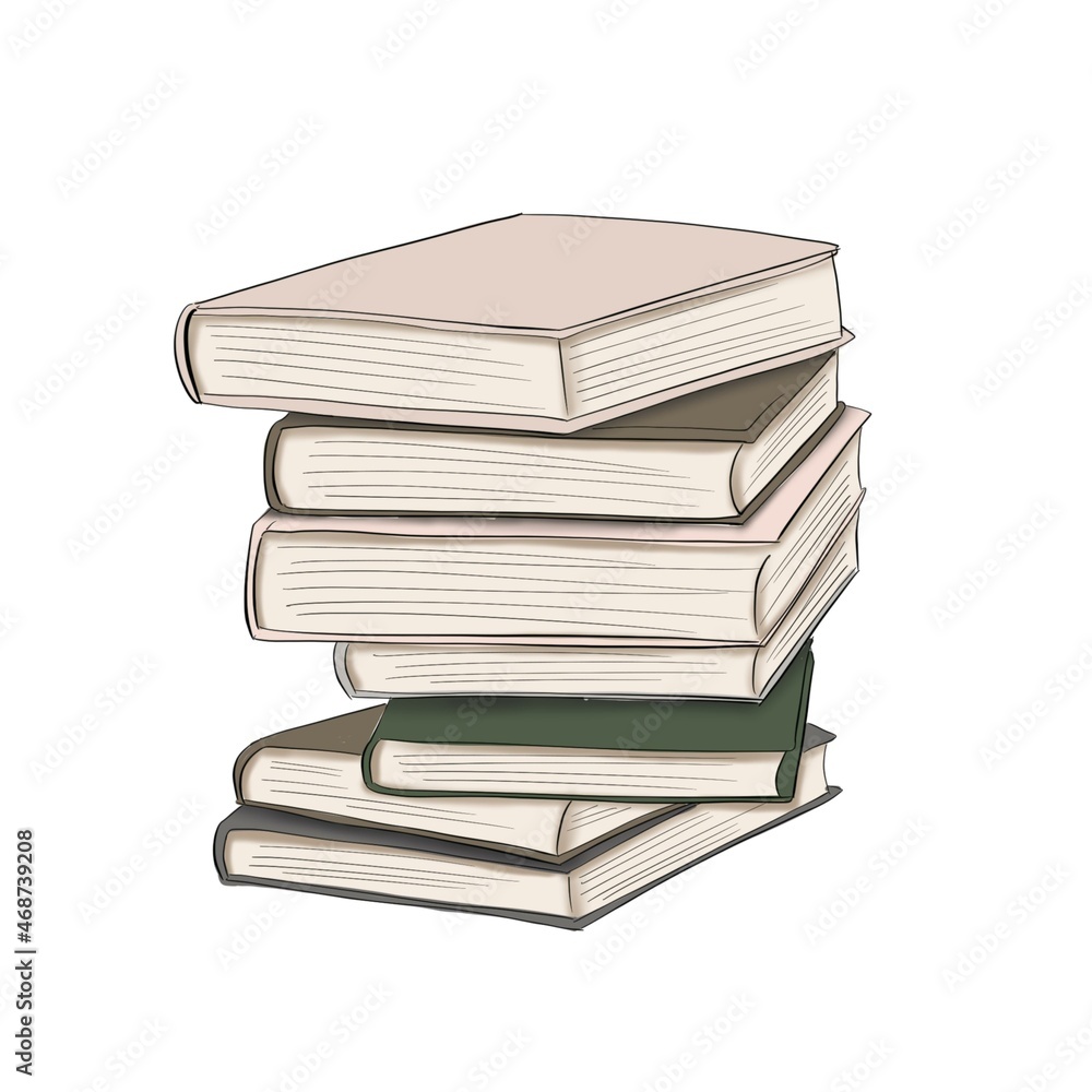 Books Set Isolated Hand Drawn Illustration Books Set Isolated Hand Drawn Illustration