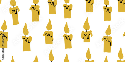 Vector seamless pattern with flying candles. Scandinavian style pattern on white. Cute modern stylish print for textile, fabrics, dress for kids. Children pattern with candles