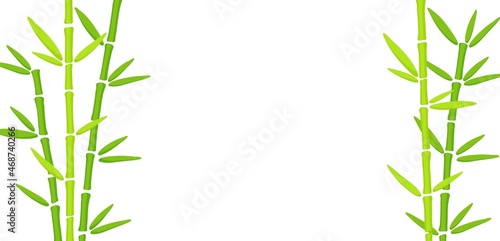 Fototapeta Naklejka Na Ścianę i Meble -  Green Bamboo Grass Hand Drawn Background. Oriental chinese plant vector illustration