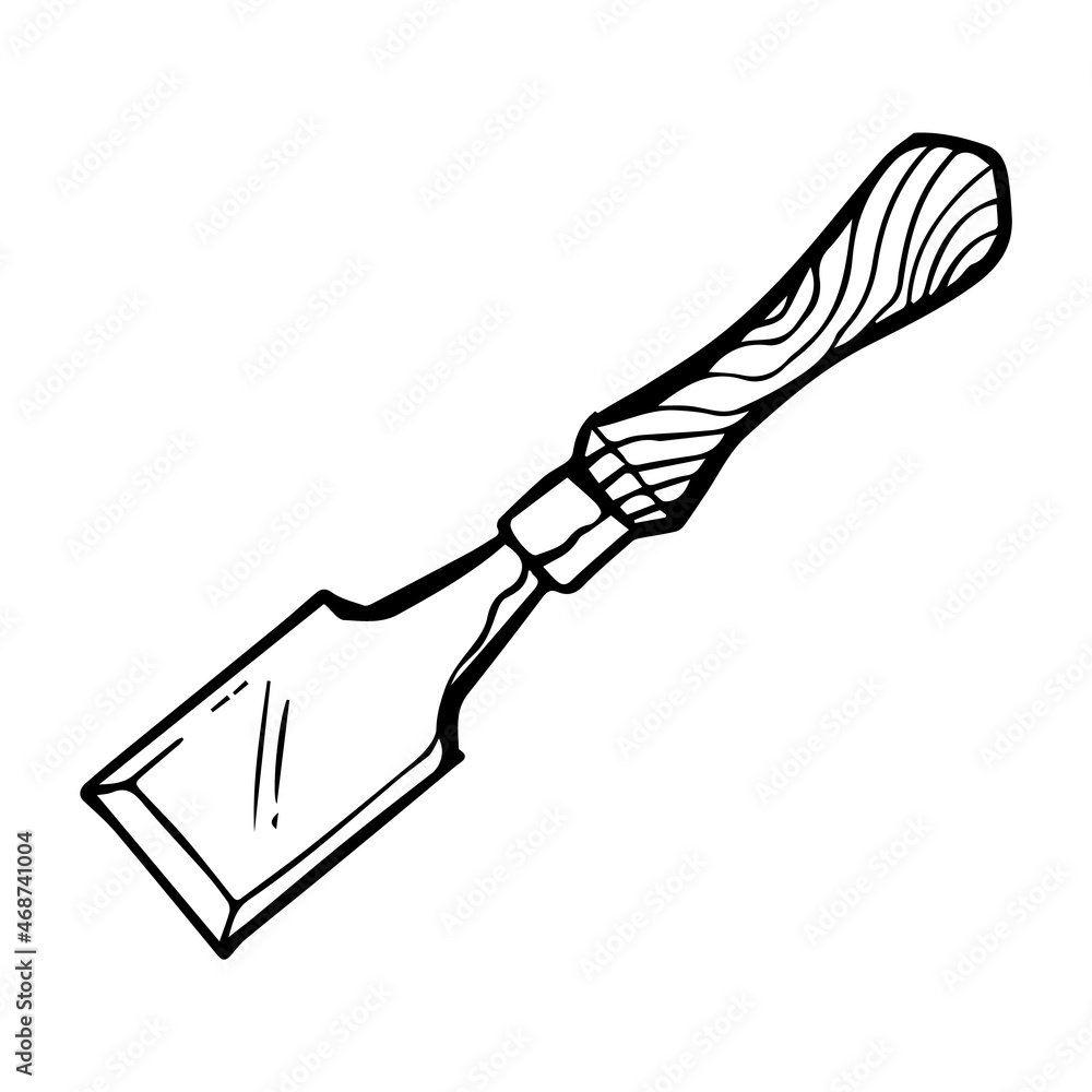 Obraz premium Chisel icon. Hand drawn vector illustration.