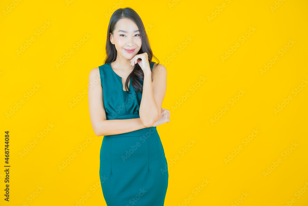 Portrait beautiful young asian woman smile with action Portrait beautiful young asian woman smile with action