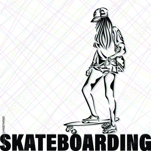Skateboarder isolated vector illustration. Skateboarding sport theme. Skateboarder black and white logo.
