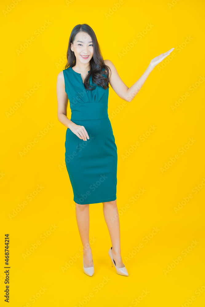 Portrait beautiful young asian woman smile with action Portrait beautiful young asian woman smile with action