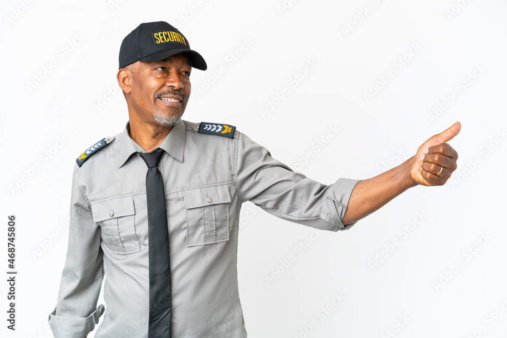 Senior staff man isolated on white background giving a thumbs up gesture Senior staff man isolated on white background giving a thumbs up gesture