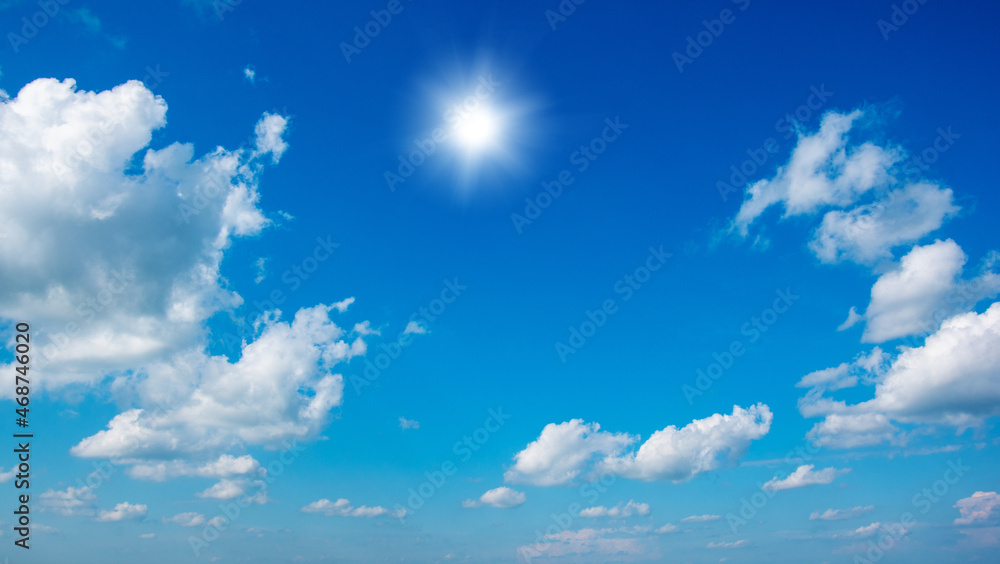 Blue sky with clouds and sun. Blue sky with clouds and sun.