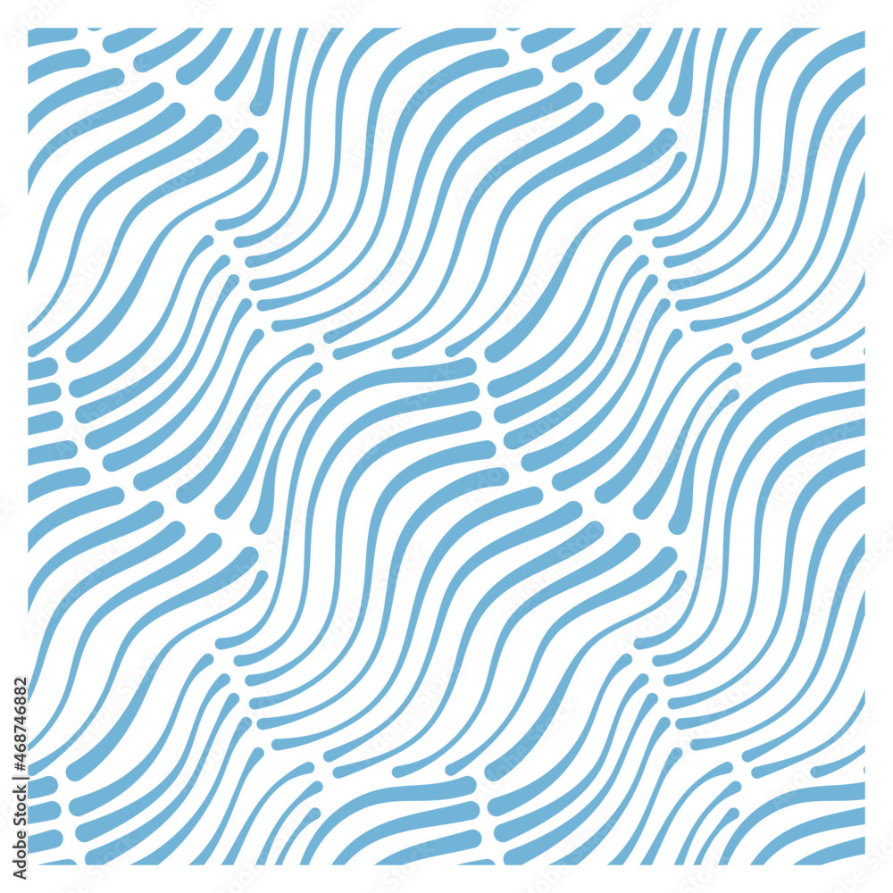 Seamless pattern with blue diagonal waves. 