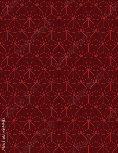 Seamless Pattern design with a minimalist style in mosaic with red and burgundy colors. Background with a geometric pattern with three-dimensional hexagons