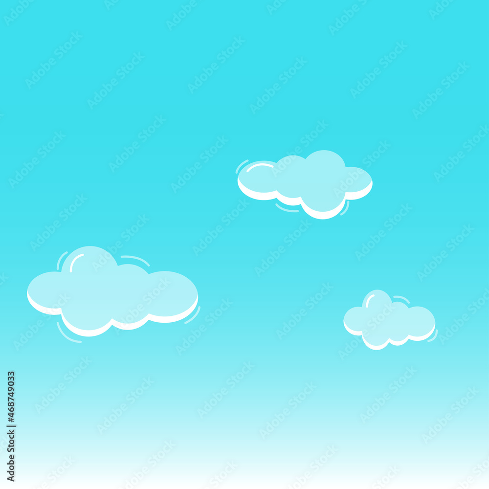 Illustration of several clouds on a blue sky background 