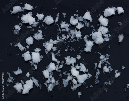 snow chunks lumps texture of snow on a black background