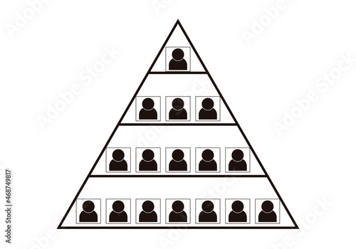 Icono negro de estafa piramidal en fondo blanco. photo