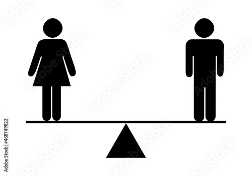 Icono negro de balanza de igualdad entre hombre y mujer.