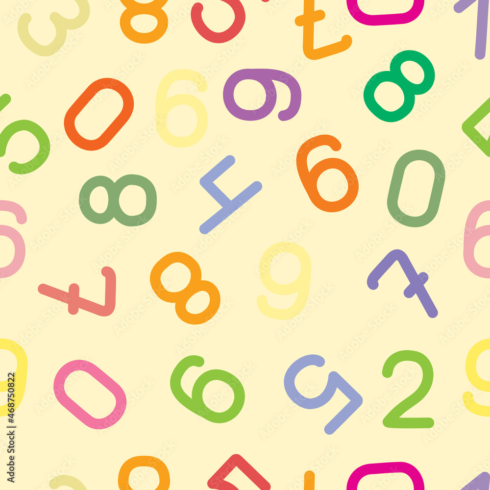 Set of cute funny numbers, ten hand-drawn decorative figurines, seamless pattern. One, two, three, four, five, six, seven, eight, nine and zero for your design. Set of cute funny numbers, ten hand-drawn decorative figurines, seamless pattern. One, two, three, four, five, six, seven, eight, nine and zero for your design.