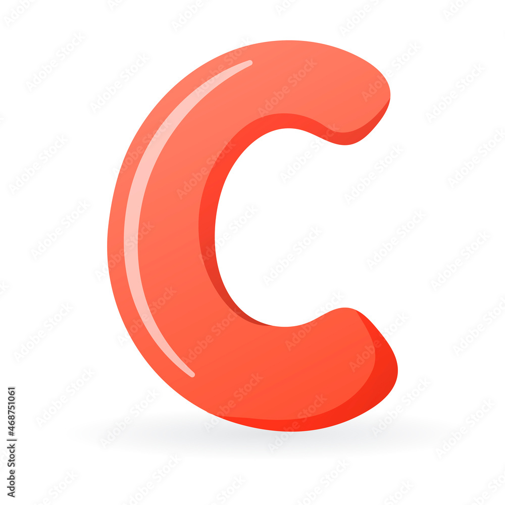 Vector isolated cartoon letter C of the English alphabet. Vector isolated cartoon letter C of the English alphabet.