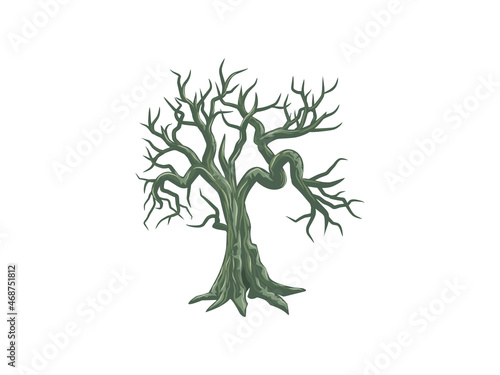 Abstract hand drawing drought tree vector isolated on white