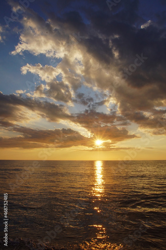 sea and clouds in the sunset