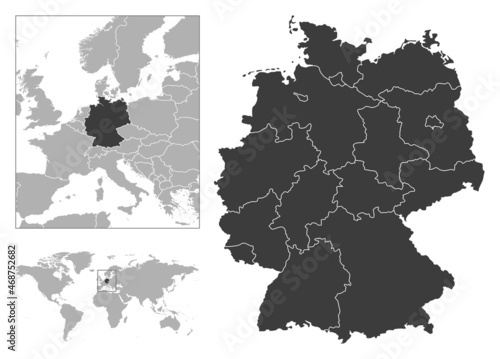 Germany - detailed country outline and location on world map.