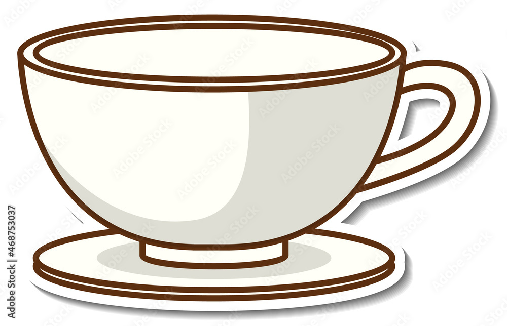Sticker design with empty coffee cup isolated