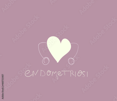 endometriosis female disease. the uterus in the form of a heart holds the ovaries.