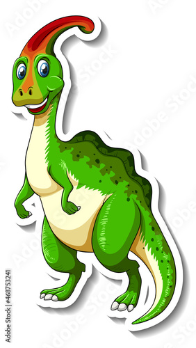 Parasaurolophus dinosaur cartoon character sticker