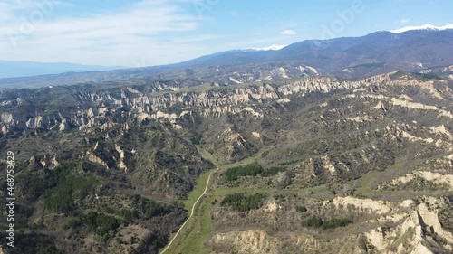 Wallpaper Mural Aerial view of Melnik sand pyramids  near village of Zlatolist, Pirin Mountain, Blagoevgrad Region, Bulgaria Torontodigital.ca