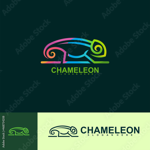 Chameleon logo vector illustration concept with full colors and unique shapes