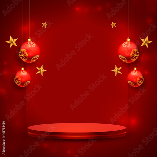merry christmas red product display podium background