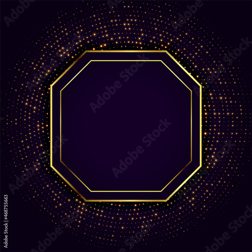 golden frame with glitter sparkle particles background