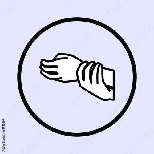 flat design vector illustration. step 7 of 7 how to wash your hands properly
