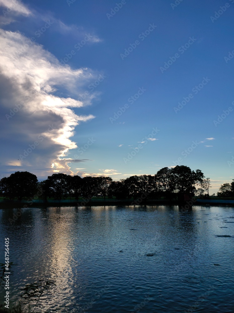 sunset over the river