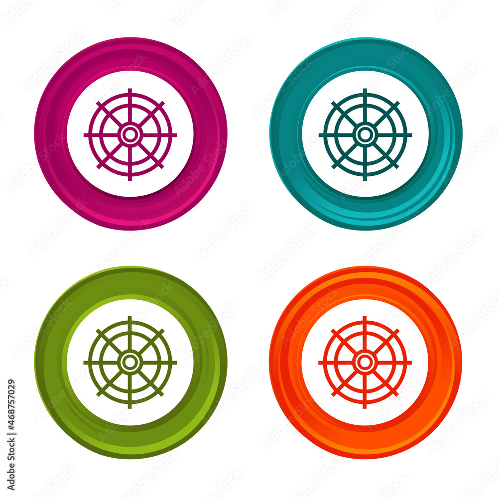 Rudder icons. Travel signs. Nautical symbol. Colorful web button with icon.