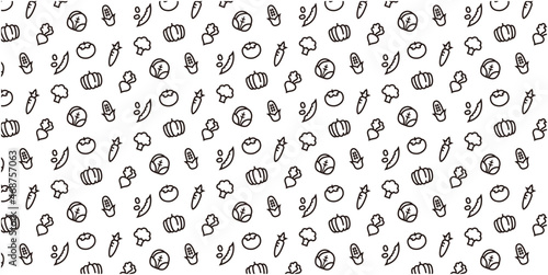 Vegetable icon pattern background for website or wrapping paper (Monotone version)