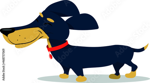 illustration of a dog dachshund with red collar