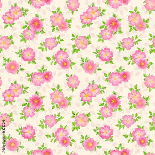 Wild Roses seamless pattern. Scrapbook Paper. Pink Roses 