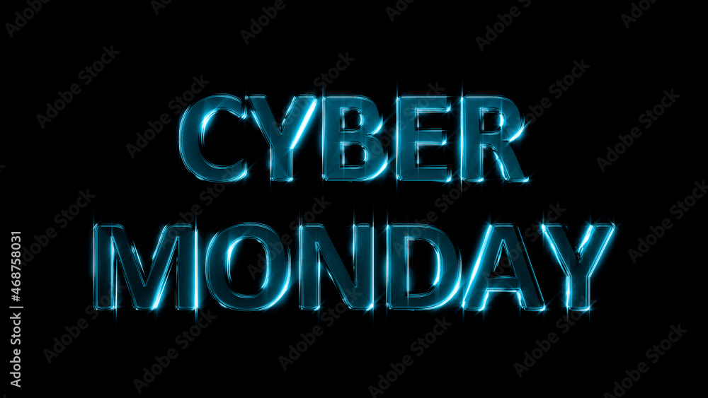 bright glowing text for cyber monday give-away, isolated - object 3D illustration