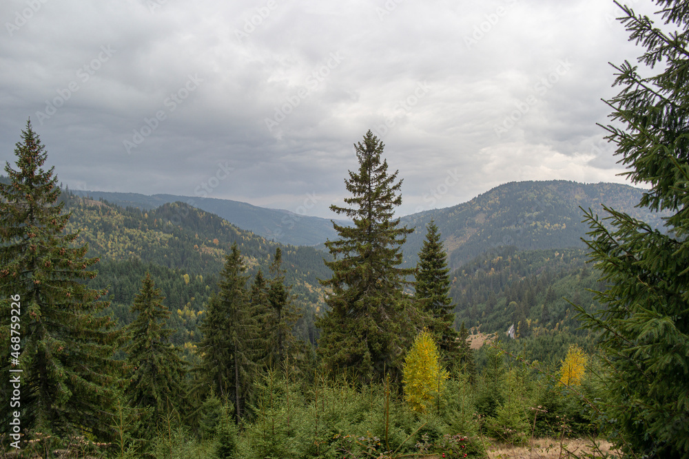 Autumn landscape in the Romanian Carpathians. The Carpathian mountains