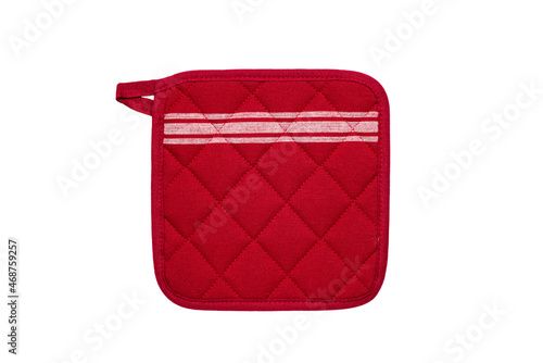 Kitchen pot holder red color on a white background isolated , cooking accessory  photo