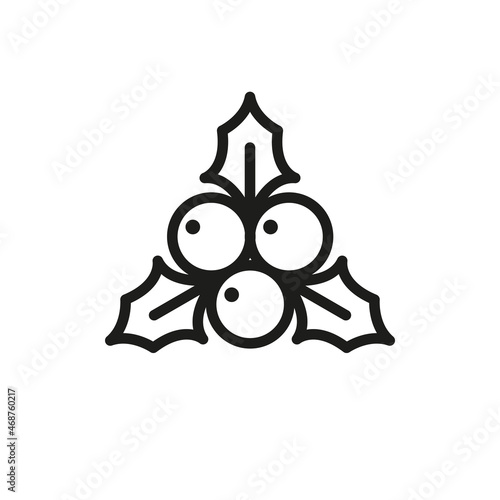 Icon of holly berries. Christmas. Simple linear vector illustration on a white background