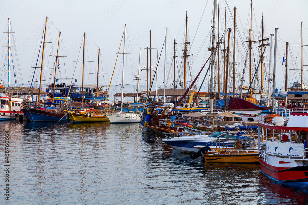 boats at the pier in the port