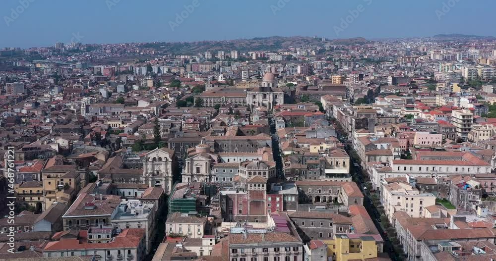 Catania Sicily, flying over the city with a 4k drone